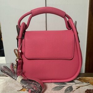 Chic Pink Vegan Leather Shoulder Bag